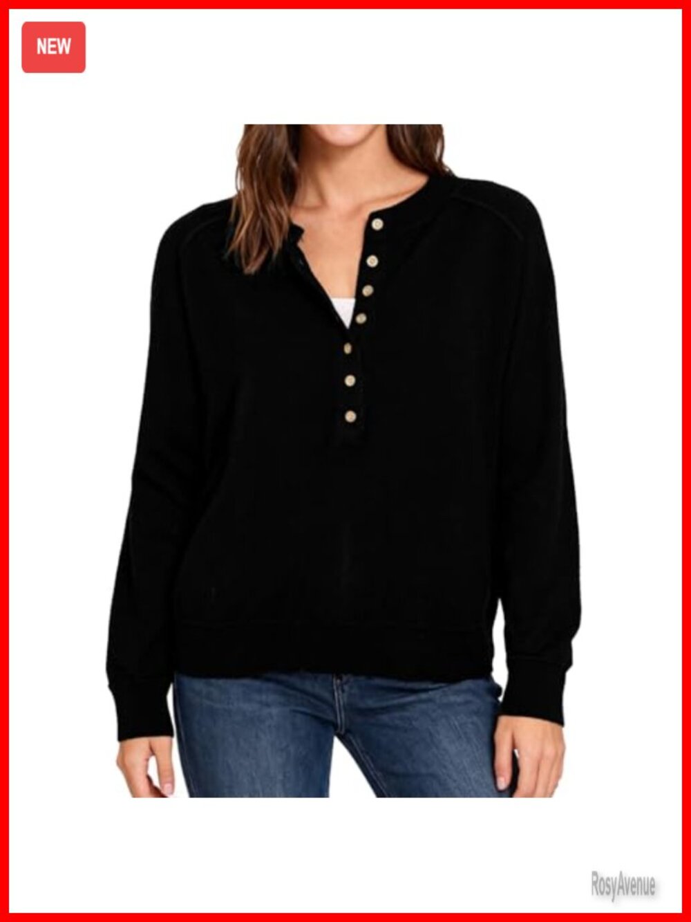 100% Wool Henley Sweater Long Sleeve Button Front Relaxed Fit Knit Pullover